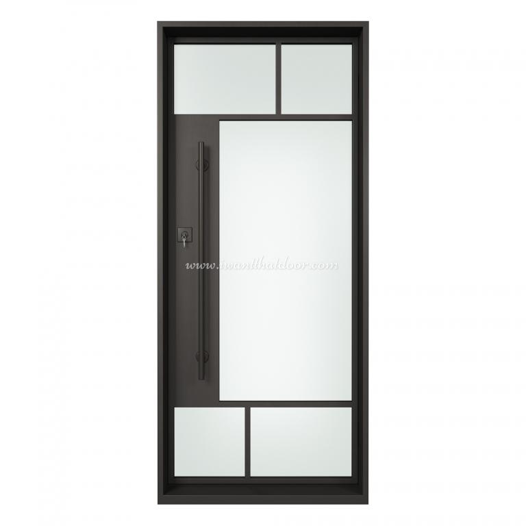 Akron 42 X 96 Black Single Entry Wrought Iron Door Right Hand Inswing