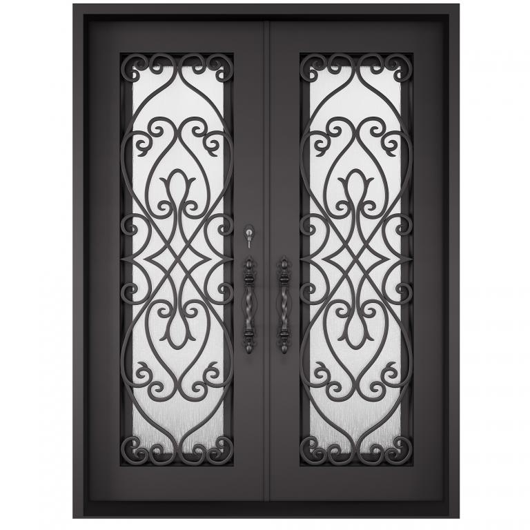 Florence 72 X 96 Dark Copper Double Entry Wrought Iron Door Left Hand