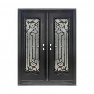 Custom X Matte Black Double Entry Wrought Iron Door Bighorn Iron Doors